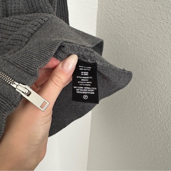 Theory Amador Breach Cotton Full Zip Knit Sweater Size Large Men’s Dark Gray - Picture 11 of 11